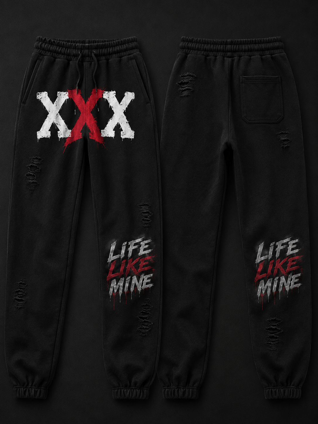 LLM Signature Sweatpants- BLACK/RED