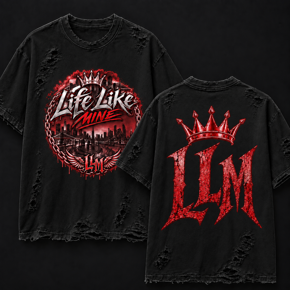 LLM Signature Tee- BLACK/RED